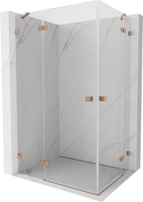Mexen Lunar Duo, výklopný sprchový kút 80 x 70 cm, 8mm číre sklo, profil medená matná, 834-080L-070P-65-00