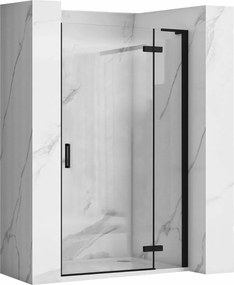 Rea Hugo, 1-krídlové sprchové dvere do otvoru 90x200,5 cm, 6mm číre sklo, čierny profil, KPL-45207