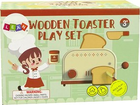 LEAN Toys Drevený hriankovač s príslušenstvom na raňajky, detská kuchynka