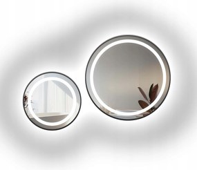 Sada okrúhlych zrkadiel Stella Led II v čiernom ráme Mdf Slim Fi140+ Fi160