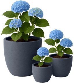 Sada 3 ks kvetináčov 1 round - antracitová
