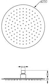 Mexen Kai, podomietková sprchová/vaňová sada DR70 s dažďovou sprchou 25 cm, biela, 77602DR70251-20