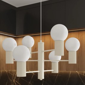 Luster Halo, 6x biele sklenené tienidlo, be