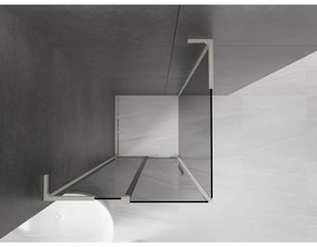 Mexen Velar L, sprchový kút s posuvnými dverami 90 x 90 cm, 8mm šedé sklo, brúsená oceľ, 871-090-090-43-97