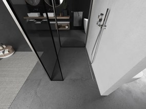 Mexen Kioto, 3-stenová sprchová zástena Walk-In Walk-in 120 x 80 x 40 cm, 8mm číre sklo čierny vzor, brúsená oceľ profil, 800-120-080-221-97-70-040