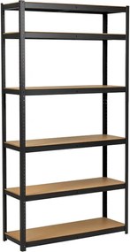 Regál 220x90x45 cm lakovaný 6-policový, nosnosť 1050 kg - čierny