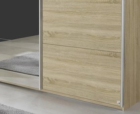 Šatníková skriňa Quadra, 315 cm, dub sonoma/zrkadlo