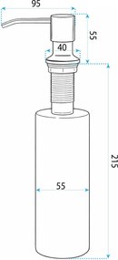 Vstavaný dávkovač mydla/saponátu REA LON, 300 ml, nikel kartáčovaný