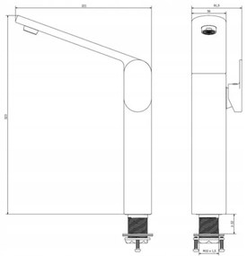 Erga Futura, vysoká umývadlová batéria H323mm, chrómová, ERG-03002