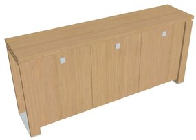 Nízka skriňa Verno+ S 200 x 46 x 90 cm, dub svetlý / červená