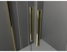 Mexen Velar Duo, posuvné sprchové dvere do otvoru 150 cm, 8mm šedé sklo, zlatá lesklá, 871-150-000-42-50