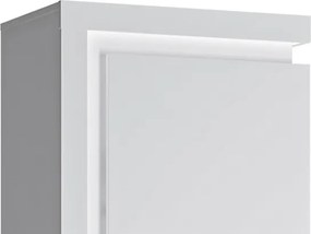 Vysoká vitrína Lyon, biela lesk, s osvetlením, pravá