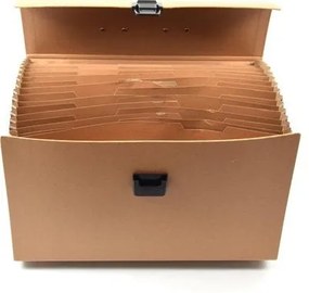 Zložka, organizér na dokumenty – kufrík, 19 priehradiek, hnedá, KRAFT