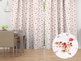 Biante Bavlnený záves Sandra SA-304 Oranžovo žlté ružičky na bielom 150x210 cm