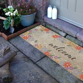 Rohožka z kokosového vlákna 40x120 cm Welcome Floral – Artsy Doormats