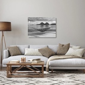 Sklenený obraz - Hojdacia sieť na pláži (70x50 cm)