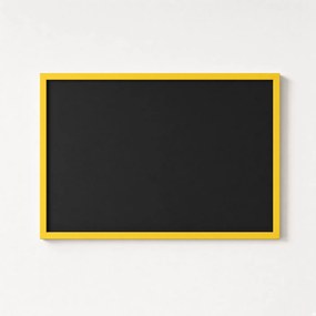 Toptabule.sk  Čierna kriedová tabuľa v žltom drevenom ráme COLOR 90x120 cm