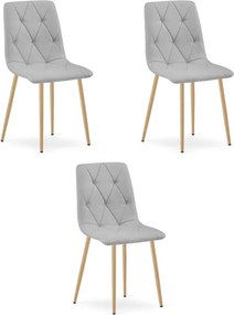 Set troch jedálenských stoličiek LIBRA svetlosivé / hnedé nohy (3 ks)