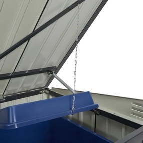 Kovový prístrešok, 3 popolnice, výklopné veko, 200×105×128cm