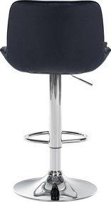 Barová stolička Vonore - zamat, chróm rám - Čierna