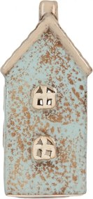 Modrý keramický domček na čajovú sviečku Lamont - 8*7*15 cm