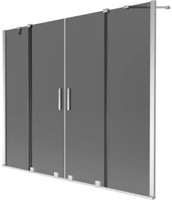 Mexen Velar Duo, 2-krídlová posuvná vaňová zástena 180 x 150 cm, 8mm šedé sklo, chrómová, 896-180-000-42-01