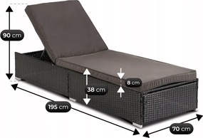 Záhradné kreslo LARGO čierne/hnedé technoratan