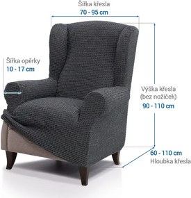 Super strečové poťahy RUBINIA antracitová kreslo ušiak (š. 70 - 95 cm)
