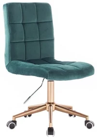LuxuryForm DESIGN Stolička TOLEDO VELUR na zlatej podstave s kolieskami - zelená