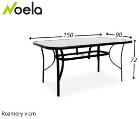 Noela Záhradný kovový stôl Klaudia - transparentná doska