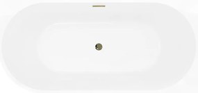 Mexen Silo, rohová voľne stojaca ryhovaná vaňa, pravá, 170 x 80 cm, biela-šedá, zlatý lesklý prepad, 52891708062P-50