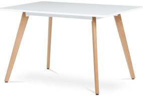 Stůl jídelní, 120x80x74 cm, MDF, masiv / kovová konstrukce, bílá