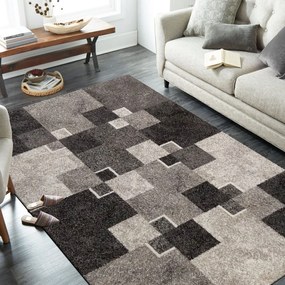 Moderný béžový koberec s motívom štvorcov Šírka: 60 cm | Dĺžka: 100 cm