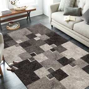 Originálny koberec s motívom štvorcov béžovej farby Šírka: 160 cm | Dĺžka: 220 cm