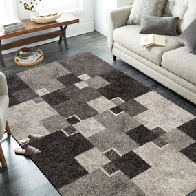 Moderný béžový koberec s motívom štvorcov Šírka: 60 cm | Dĺžka: 100 cm