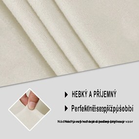 Strečový elastický plyšový poťah na trojmiestnu rohovú pohovku BestBerg / pravá / krémová