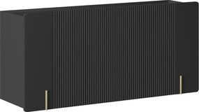 Závesná komoda Malmi 150 cm trojdverová - čierny mat / zlatá