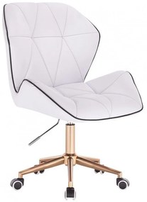 LuxuryForm DESIGN Stolička MILANO MAX na zlatej podstave s kolieskami - biela