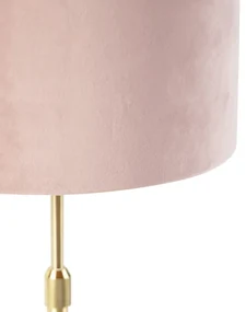 Stolná lampa zlatá/mosadzná s ružovým zamatovým tienidlom 25 cm - Parte