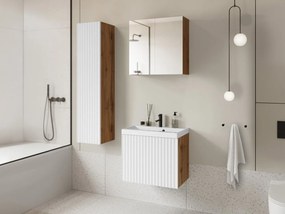 Kúpelňový nábytok Damysos I, Farby: wotan / biely, Sifón: so sifónom, Umývadlová batéria: Economico BYU 020M