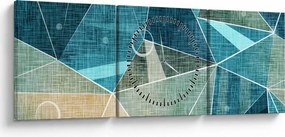 Obraz - Tyrkysová abstrakcia (s hodinami) (90x30 cm)