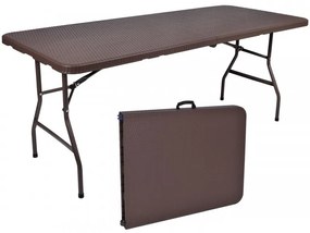 Cateringový skladací ratanový stôl 180x75x73,5 cm – hnedý