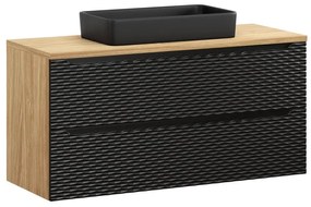 Umyvadlová skříňka Ocean 120 cm s deskou a umyvadlem černá/dub olejovaný