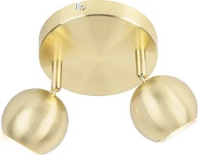 Retro okrúhly reflektor mosadz s stropnou doskou 2-svetlo - Gissi