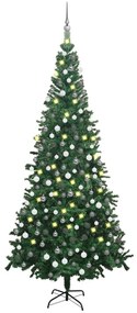 Umelý vianočný stromček s LED a súpravou gulí L 240 cm zelený 3077663