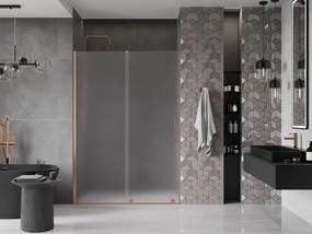 Mexen Velar, posuvné sprchové dvere do otvoru 140 cm, 8mm sklo námraza, medená matná, 871-140-000-31-65