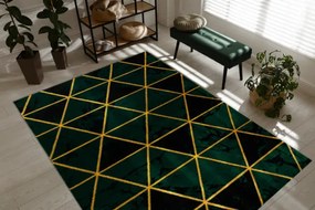 Koberec EMERALD exkluzívny 1020 glamour, styl marmur, trojuholníky fľaškovo zelený / zlatý