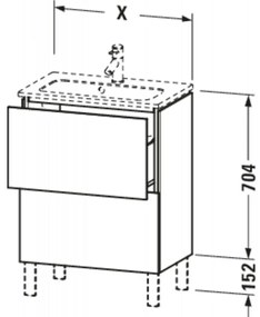 DURAVIT L-Cube stojaca skrinka pod umývadlo Compact na nožičkách, 2 zásuvky, 620 x 391 x 856 mm, biela vysoký lesk, LC667302222