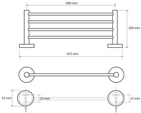 Sapho Sapho, X-ROUND E polička na uteráky 600mm, chróm, XR412