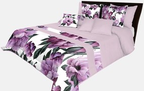Prehoz na posteľ v krásnej fialovej farbe s potlačou dokonalých fialových kvetov